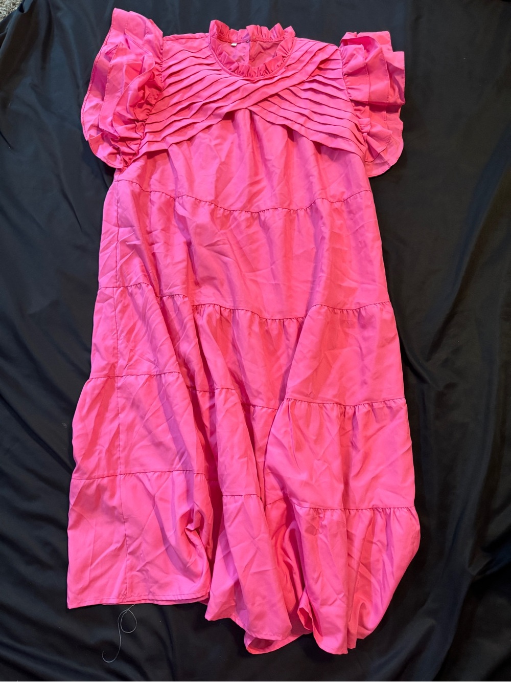 Bright Pink Ruffled Tiered Dress